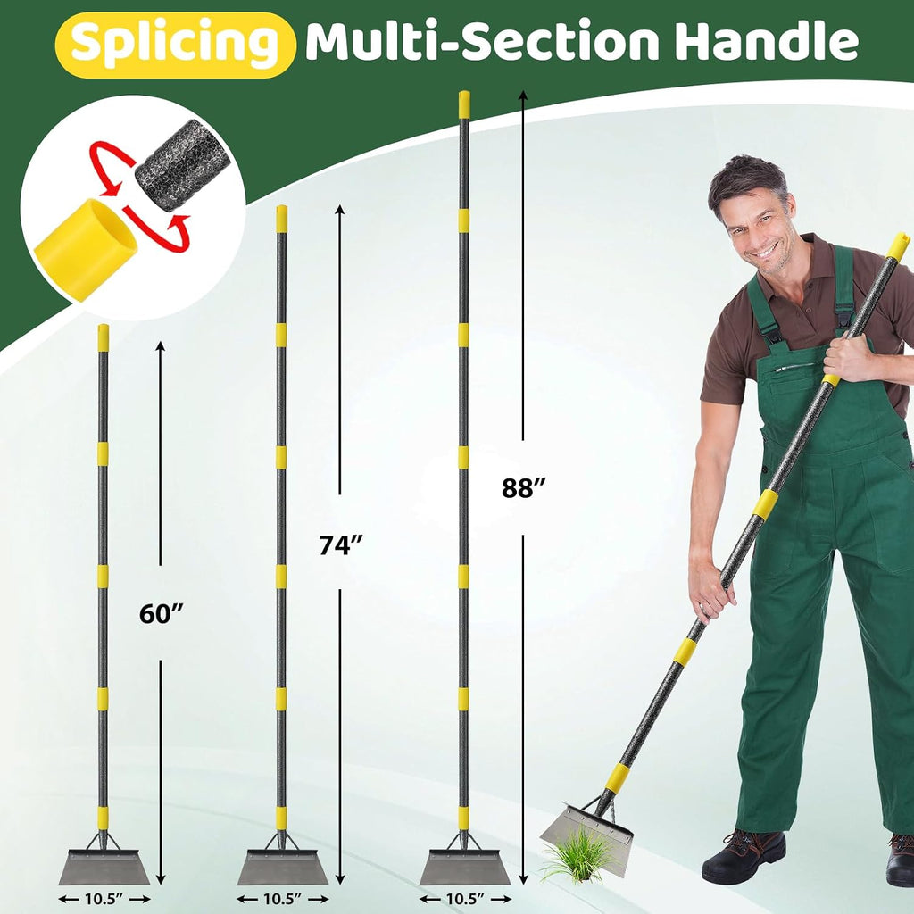 Garden Flat Shovel - Floor Scraper, 60" Multifunctional Garden Cleaning Shovels, Heavy Duty Floor Scrapers Long Handle,Metal Weeding Scraper for Lawn Edging,  Snow Ice Removal,Snow Ice Scraper