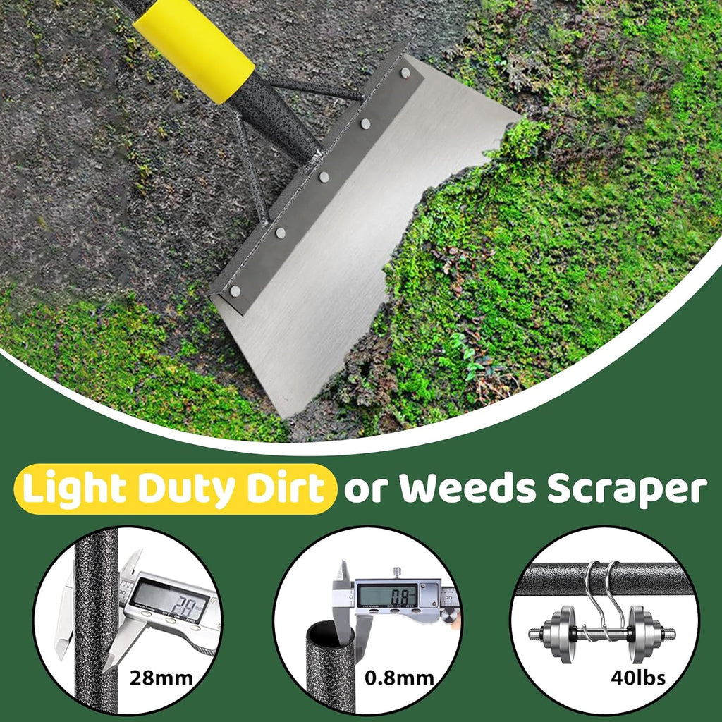 Garden Flat Shovel - Floor Scraper, 60" Multifunctional Garden Cleaning Shovels, Heavy Duty Floor Scrapers Long Handle,Metal Weeding Scraper for Lawn Edging,  Snow Ice Removal,Snow Ice Scraper