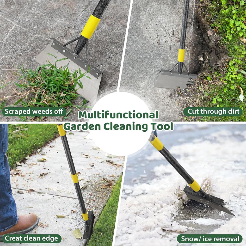 Garden Flat Shovel - Floor Scraper, 60" Multifunctional Garden Cleaning Shovels, Heavy Duty Floor Scrapers Long Handle,Metal Weeding Scraper for Lawn Edging,  Snow Ice Removal,Snow Ice Scraper