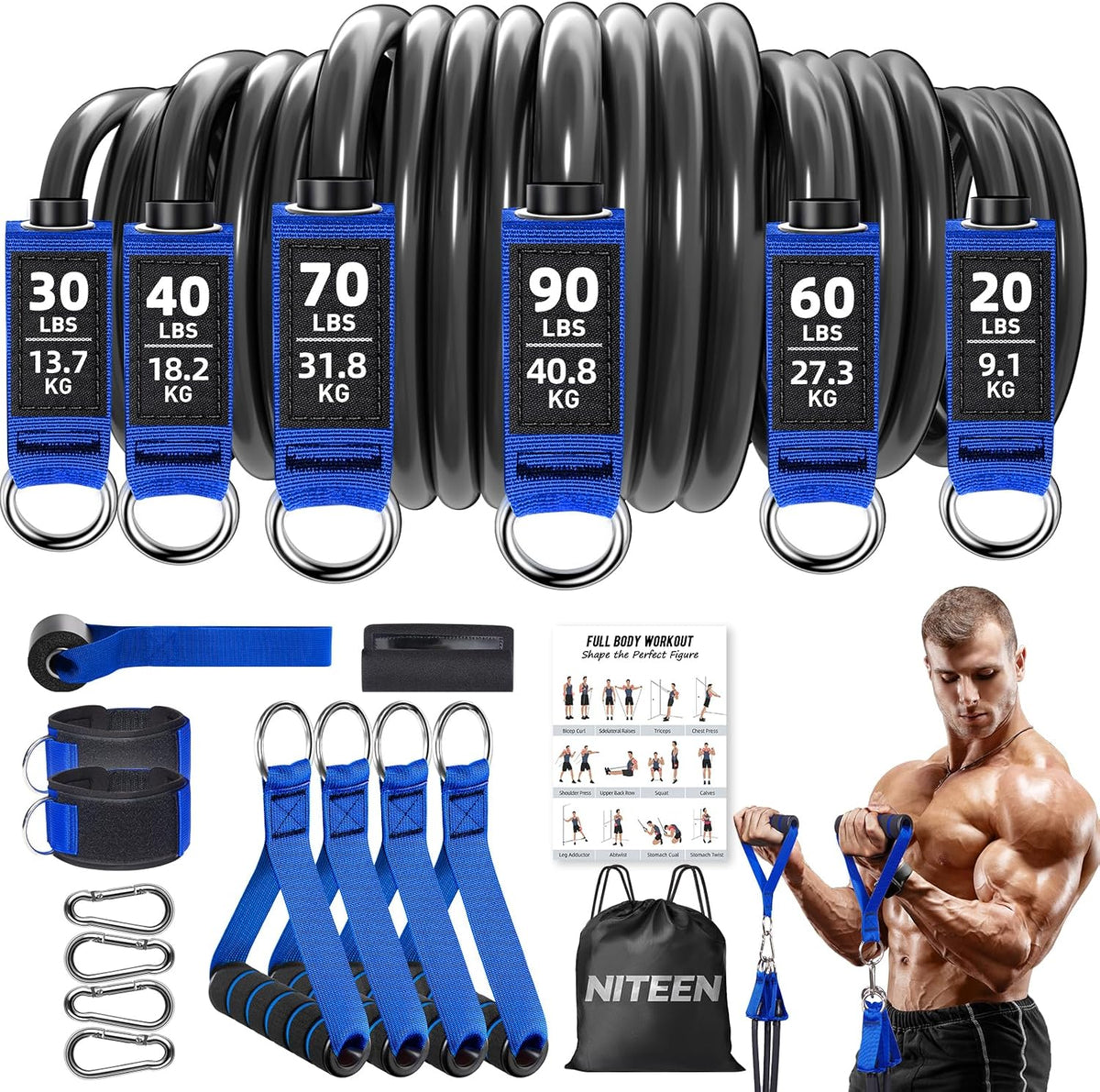 310lbs/390lbs Heavy Resistance Bands with Handles for Working Out